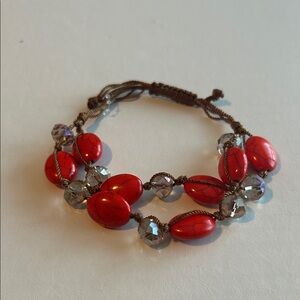 Red and Brown Beaded Bracelet
